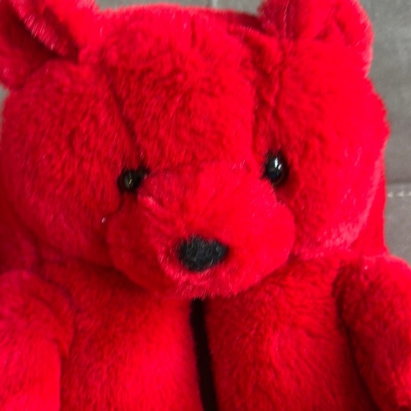 Vibrant Red Plush Bear - Picture 3 of 8
